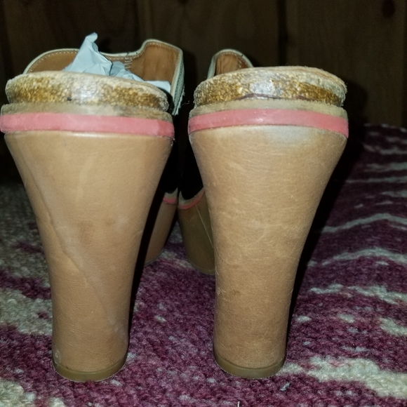 Rare 1950s Wooden Block Platform Heels Hushpuppy sz 10 - Picture 6 of 13